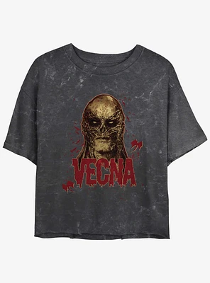 Stranger Things Gritty Vecna Mineral Wash Crop Girls T-Shirt