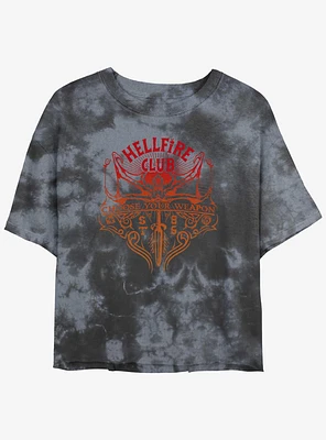 Stranger Things Hellfire Club Choose Your Weapon Mineral Wash Crop Girls T-Shirt