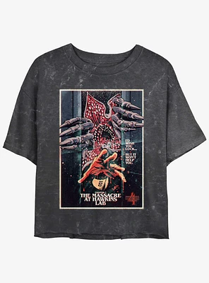 Stranger Things x Butcher Billy The Massacre At Hawkins Lab Mineral Wash Crop Girls T-Shirt