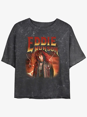 Stranger Things Metal Eddie Munson Mineral Wash Crop Girls T-Shirt