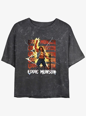 Stranger Things Eddie Munson Rock God Mineral Wash Crop Girls T-Shirt