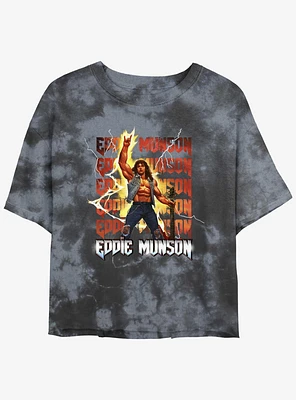 Stranger Things Eddie Munson Rock God Mineral Wash Crop Girls T-Shirt