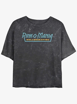 Stranger Things Rink-O-Mania Logo Mineral Wash Crop Girls T-Shirt