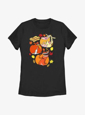Cow And Chicken Pumpkin Portraits Womens T-Shirt