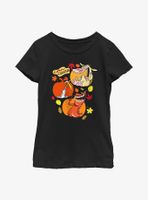 Cow And Chicken Pumpkin Portraits Youth Girls T-Shirt