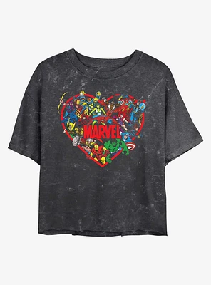 Marvel Avengers Hero Heart Mineral Wash Crop Girls T-Shirt