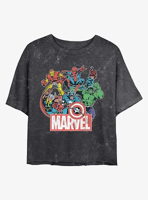 Marvel Avengers Heroes of Today Mineral Wash Crop Girls T-Shirt