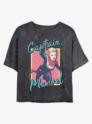 Marvel Captain 90's Mineral Wash Crop Girls T-Shirt