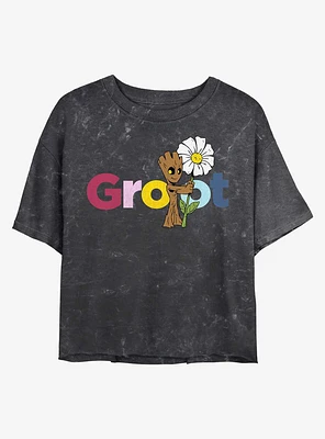 Marvel Guardians of the Galaxy Groot Mineral Wash Crop Girls T-Shirt