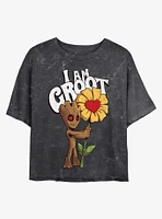 Marvel Guardians of the Galaxy Mine Groot Mineral Wash Crop Girls T-Shirt