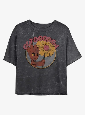 Marvel Guardians of the Galaxy Outdoorsy Groot Mineral Wash Crop Girls T-Shirt