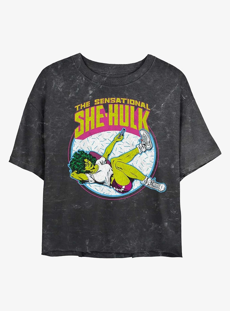 Marvel Hulk Sensational She-Hulk Mineral Wash Crop Girls T-Shirt