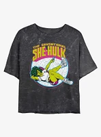 Marvel Hulk Sensational She-Hulk Mineral Wash Crop Girls T-Shirt