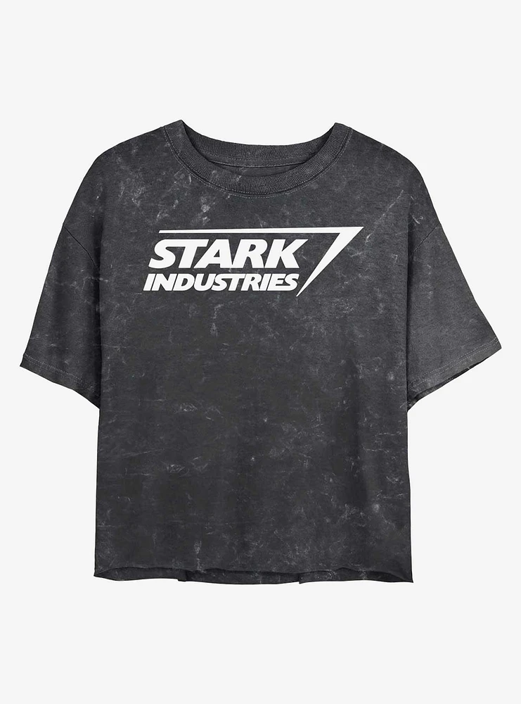 Marvel Iron Man Stark Industries Logo Mineral Wash Crop Girls T-Shirt