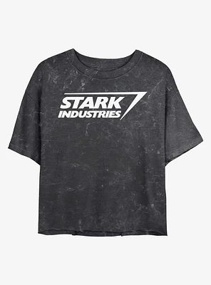 Marvel Iron Man Stark Industries Logo Mineral Wash Crop Girls T-Shirt