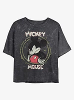 Disney Mickey Mouse Gritty Mineral Wash Crop Girls T-Shirt