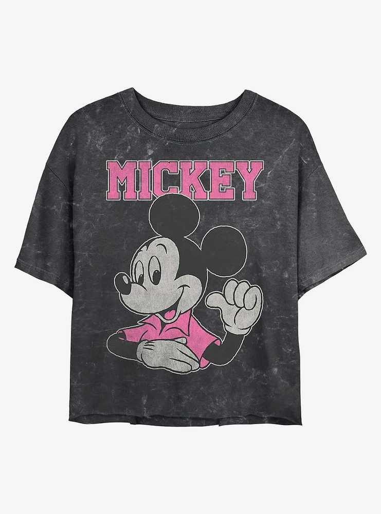 Disney Mickey Mouse Jumbo Mineral Wash Crop Girls T-Shirt