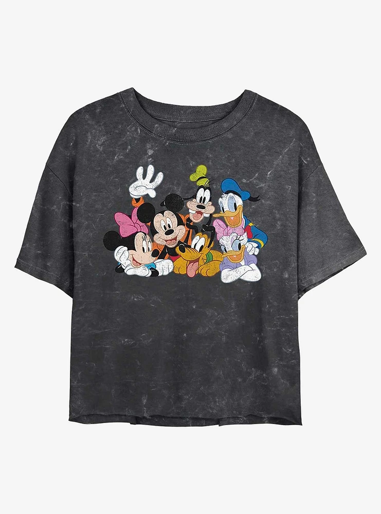 Disney Mickey Mouse Group Mineral Wash Crop Girls T-Shirt