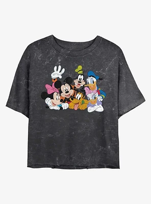 Disney Mickey Mouse Group Mineral Wash Crop Girls T-Shirt