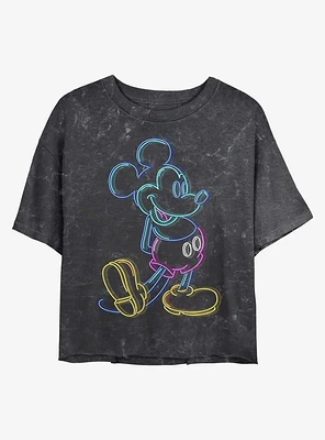 Disney Mickey Mouse Neon Mineral Wash Crop Girls T-Shirt
