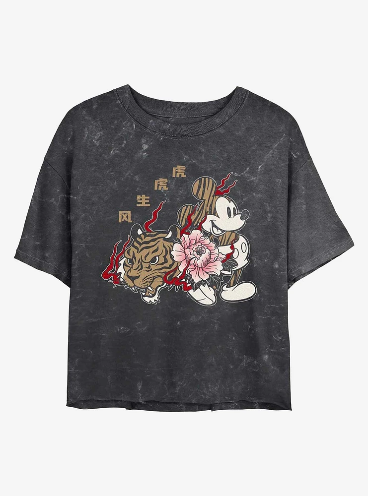 Disney Mickey Mouse New Year Mineral Wash Crop Girls T-Shirt
