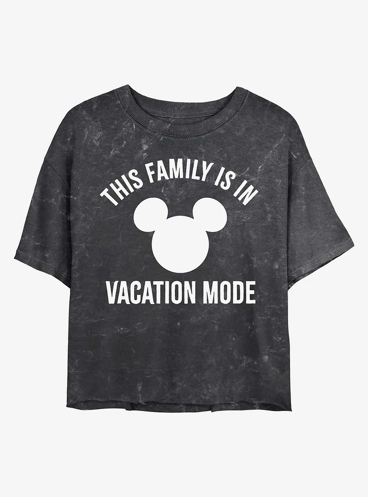 Disney Mickey Mouse Vacation Mode Mineral Wash Crop Girls T-Shirt