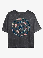 Marvel Floral Shield Mineral Wash Crop Girls T-Shirt