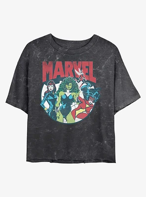 Marvel Gals Mineral Wash Crop Girls T-Shirt