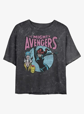 Marvel Retro Avengers Mineral Wash Crop Girls T-Shirt