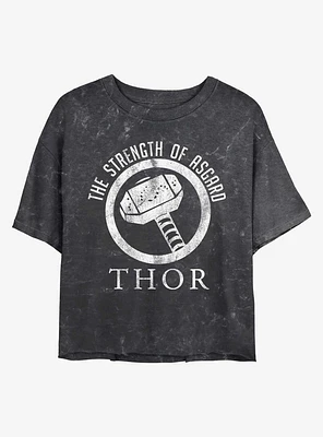Marvel Thor Strength of Asgard Mineral Wash Crop Girls T-Shirt