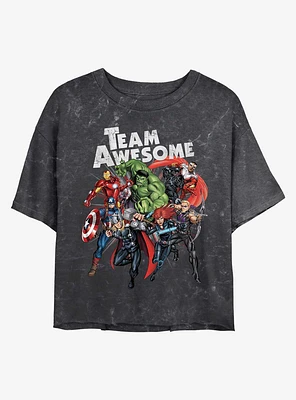 Marvel Team Awesome Mineral Wash Crop Girls T-Shirt