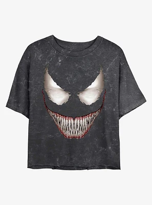 Marvel Venom Face Mineral Wash Crop Girls T-Shirt