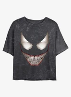 Marvel Venom Face Mineral Wash Crop Girls T-Shirt