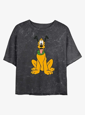 Disney Pluto Traditional Mineral Wash Crop Girls T-Shirt