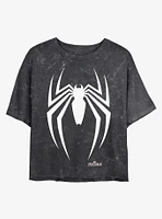 Marvel Spider-Man Spider Icon Mineral Wash Crop Girls T-Shirt