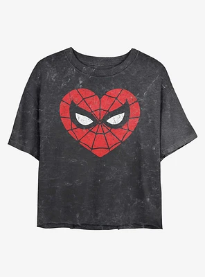 Marvel Spider-Man Spidey Heartbreaker Mineral Wash Crop Girls T-Shirt