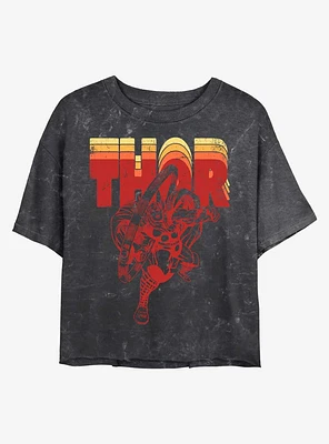 Marvel Thor Retro Mineral Wash Crop Girls T-Shirt