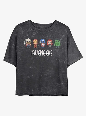 Marvel Avengers Doodle Mineral Wash Crop Girls T-Shirt