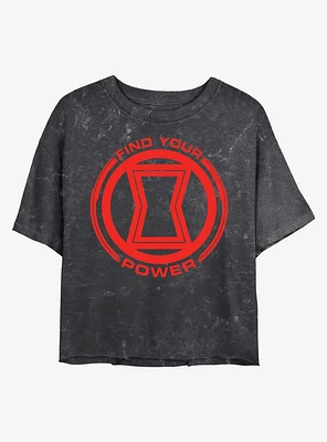 Marvel Black Widow Power of Mineral Wash Crop Girls T-Shirt