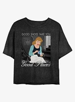 Disney Cinderella Good Shoes Take You Places Mineral Wash Crop Girls T-Shirt