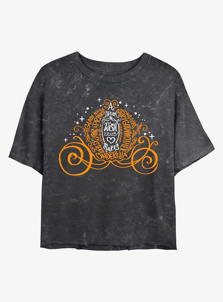 Disney Cinderella Pumpkin Carriage Mineral Wash Crop Girls T-Shirt