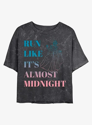 Disney Cinderella Run Like It's Almost Midnight Mineral Wash Crop Girls T-Shirt