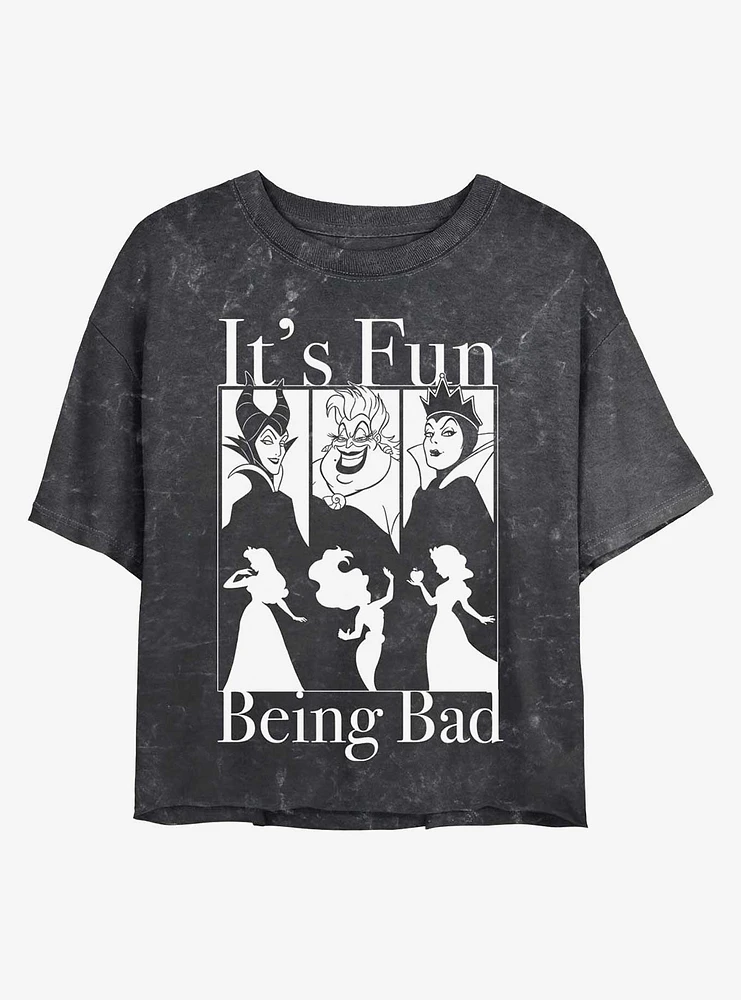 Disney Princesses It's Fun Being Bad Mineral Wash Crop Girls T-Shirt