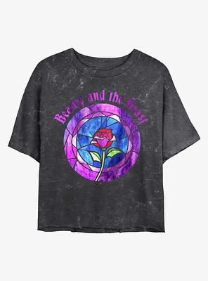 Disney Princesses Glass Rose Mineral Wash Crop Girls T-Shirt