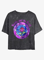 Disney Princesses Glass Rose Mineral Wash Crop Girls T-Shirt