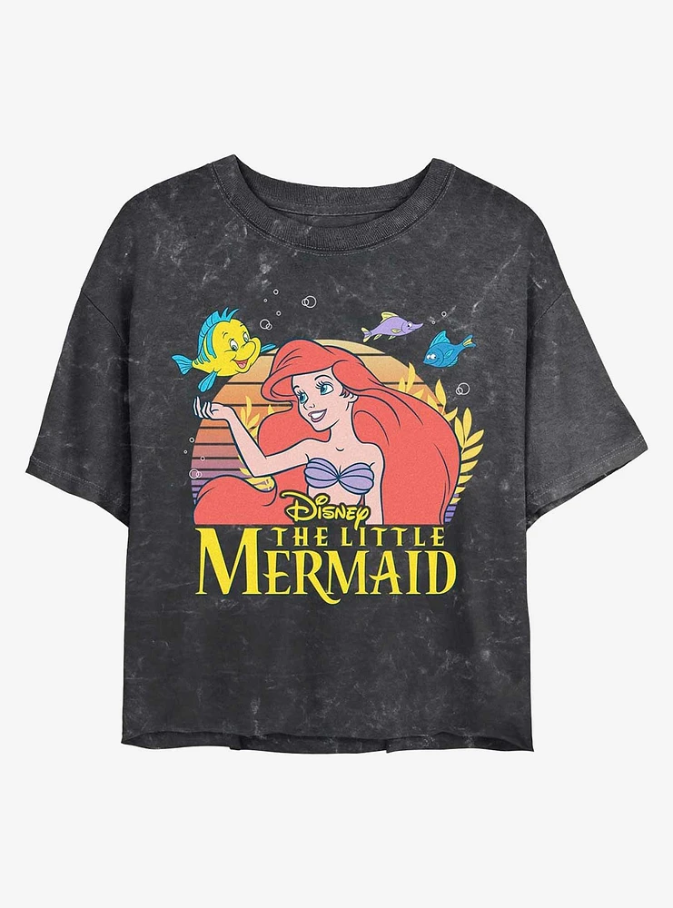 Disney Princesses The Little Mermaid Title Mineral Wash Crop Girls T-Shirt