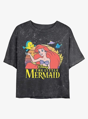 Disney Princesses The Little Mermaid Title Mineral Wash Crop Girls T-Shirt