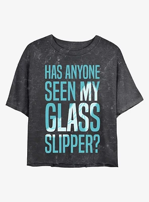 Disney Princesses Missing Glass Slipper Mineral Wash Crop Girls T-Shirt