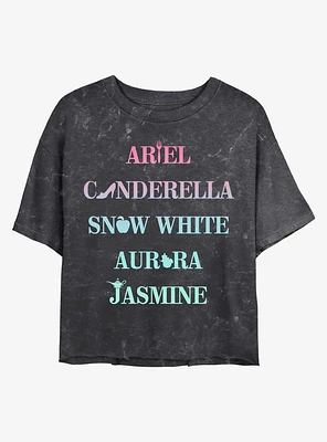 Disney Princesses Princess Icons Mineral Wash Crop Girls T-Shirt