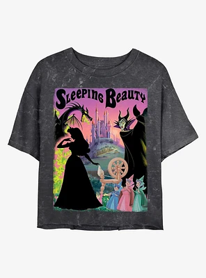 Disney Princesses Sleeping Beauty Poster Mineral Wash Crop Girls T-Shirt
